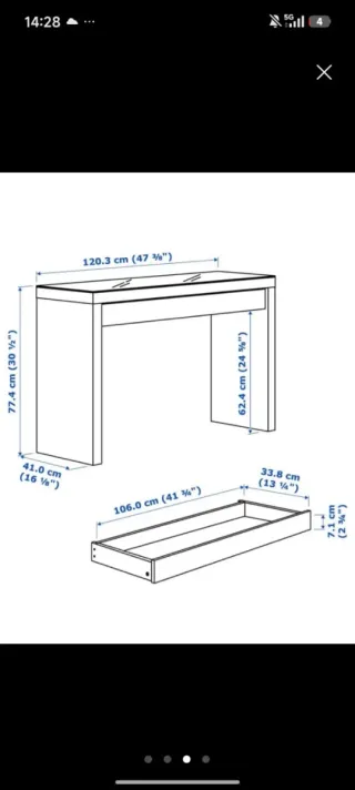 Tocador Blanco con Cristal Ikea