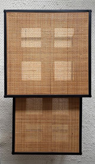 Tavoli nido quadrati in rattan e metallo