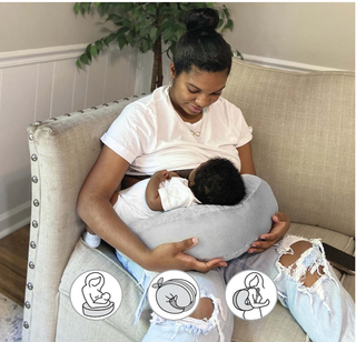 Boppy Anywhere (Gris) Almohada Lactancia Viaje