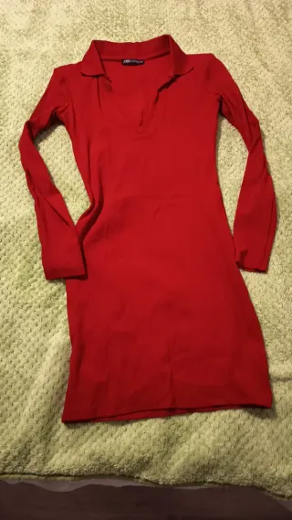 Vestido Zara Rojo Manga Larga