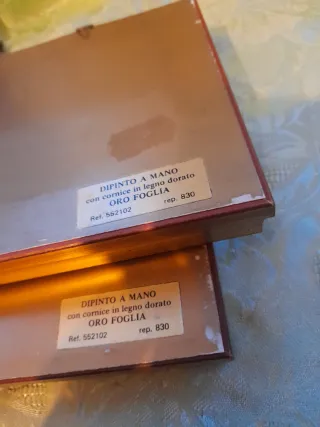 Coppia Quadretti Dipinti Cornice Oro