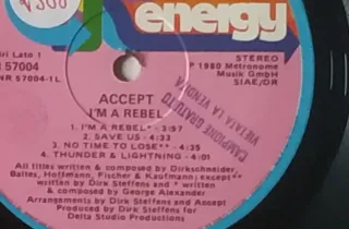 ACCEPT - I'M A REBEL - LP 1980 - ITALY PROMO press