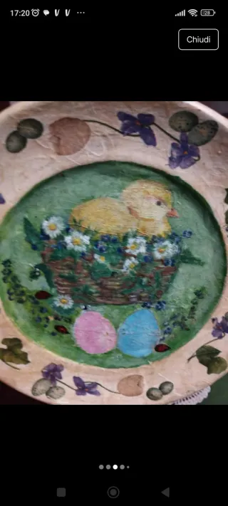 Piatto decorativo Pasqua con pulcini e uova