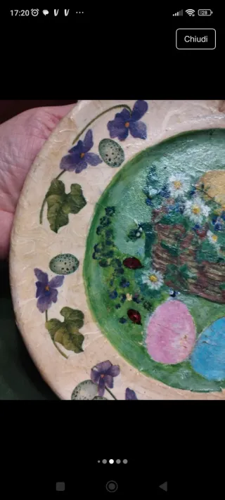 Piatto decorativo Pasqua con pulcini e uova