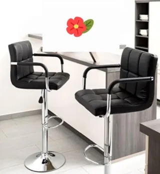 Sillas Altas Negras y Cromadas. Altura graduable