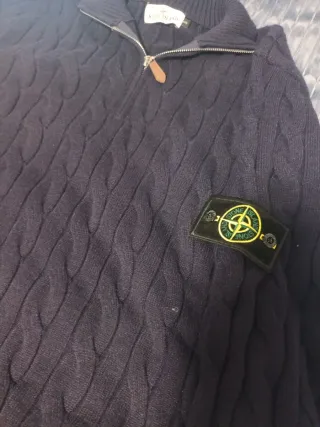 Jersey Stone Island Azul Media Cremallera