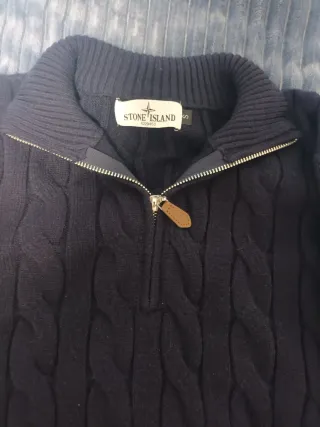 Jersey Stone Island Azul Media Cremallera