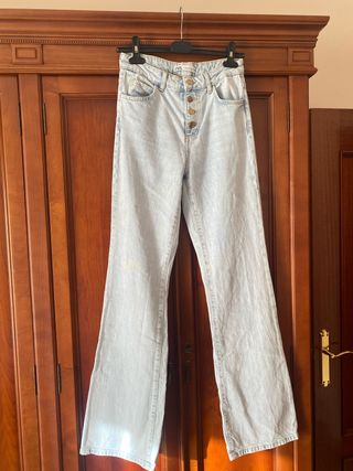 Pantalones Zara Anchos Azul Claro