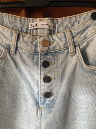 Pantalones Zara Anchos Azul Claro