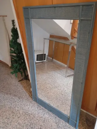 Espejo decorativo marco gris y madera