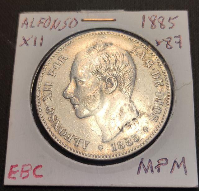 5 Ptas 1885 *87 VARIANTE MPM