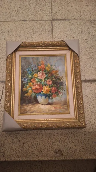 Cuadro de flores pintado a mano