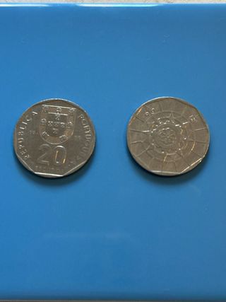 2 Monedas 20 Escudos Portugal