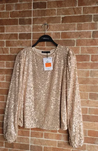 Blusa lentejuelas doradas Mohito Talla S