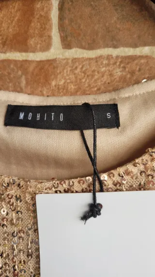 Blusa lentejuelas doradas Mohito Talla S