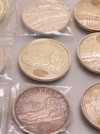 Monedas 2000 Pesetas y ,12 euros plata, de ley,925