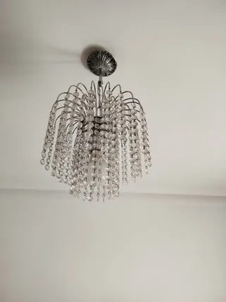 Lámpara araña cristales plata