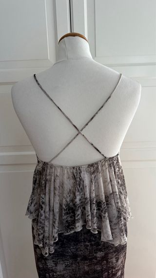 Top tirantes estampado beige y marrón