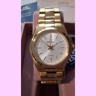 Reloj Festina Dorado Mujer Clásico Nuevo