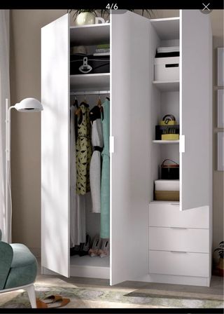 Armario blanco grande con cajones