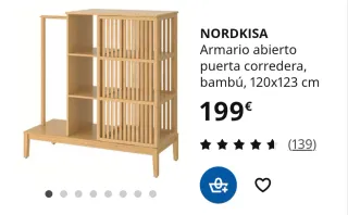 Armario Nordkisa Bambú Puerta Corredera