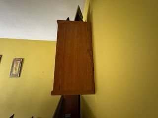 Mueble salón madera y cristal con soporte TV