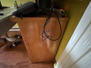 Mueble salón madera y cristal con soporte TV