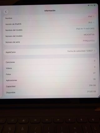 iPad Air 11 2025 256GB NUEVO! +Pencil Pro+Teclado