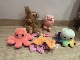 Lote Peluches: Pulpo, Cerdo, Conejo