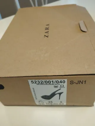 Zapatos Zara encaje tacón plataforma negro 38