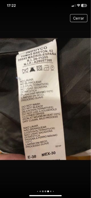 Chaquetón Tintoretto Hielo T.38