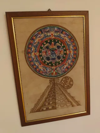 Quadro Messicano Cornice Legno Carta