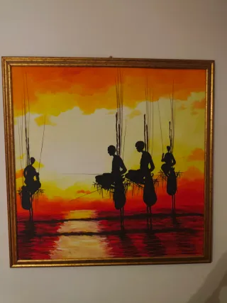 Dipinto Sri Lanka con cornice dorata