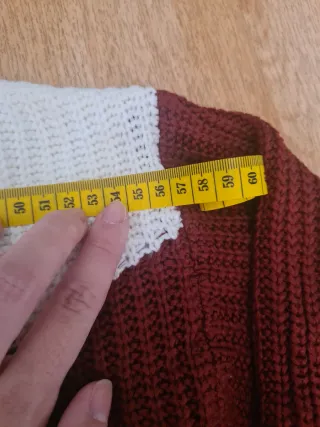Jersey tricolor de punto burdeos, crema y blanco