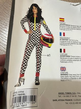 Disfraz piloto carreras cuadros Talla M-L