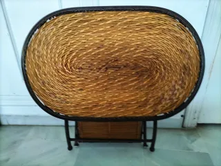 Mesa Auxiliar+ Revistero de Forja y Mimbre ¡NUEVA!