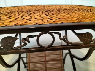 Mesa Auxiliar+ Revistero de Forja y Mimbre ¡NUEVA!