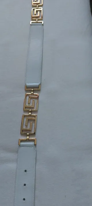 Cinturón Versace Mujer Blanco y Dorado  85 cm