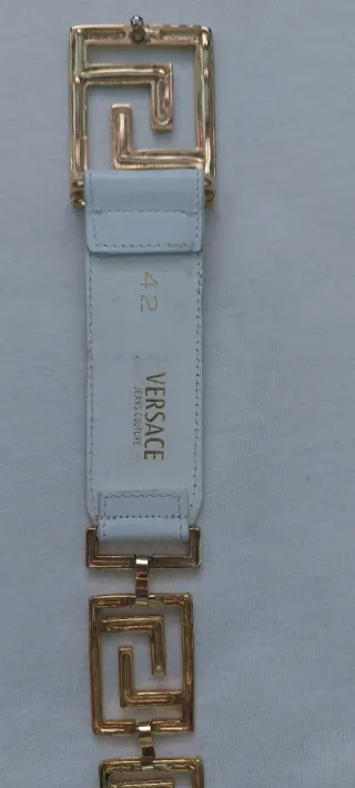 Cinturón Versace Mujer Blanco y Dorado  85 cm
