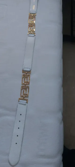 Cinturón Versace Mujer Blanco y Dorado  85 cm