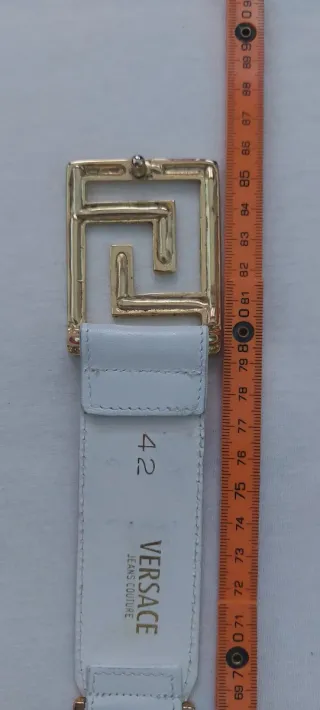 Cinturón Versace Mujer Blanco y Dorado  85 cm