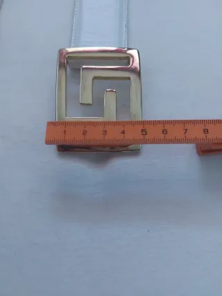 Cinturón Versace Mujer Blanco y Dorado  85 cm