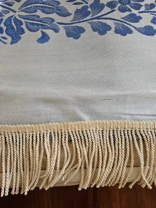 Colcha Damasco Livorno Antiga branca/Azul