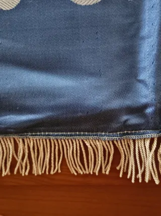 Colcha Damasco Livorno Antiga branca/Azul