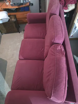 Sofá 3 plazas granate tela