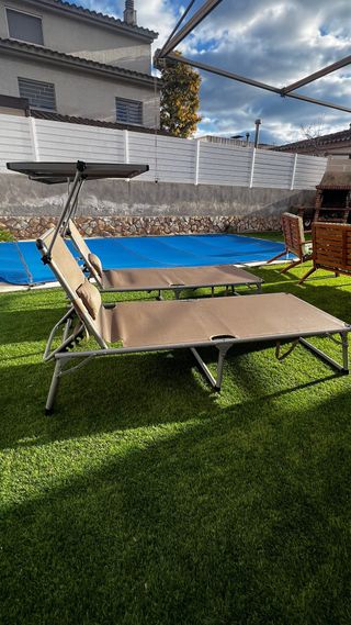 Tumbona Acero Plegable Exterior Beige