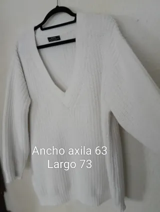Jersey Bershka Chenilla Blanco Talla XL