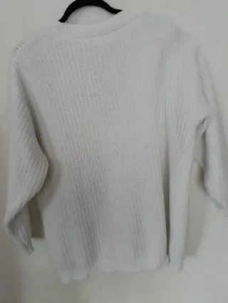 Jersey Bershka Chenilla Blanco Talla XL