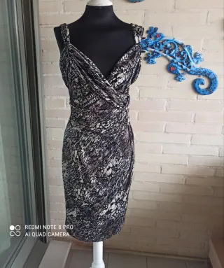 Vestido elástico drapeado estampado