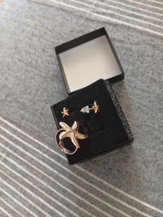 Anillo y Pendientes Estrella de Mar bañados en oro